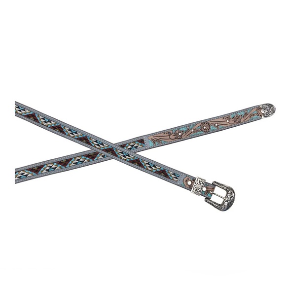 NWT in Heavy Canvas Dust Bag Myra Bag Leather & Beaded Western Belt with Buckle - Picture 4 of 9